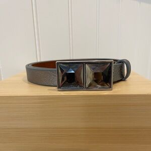 Banana Republic silver metallic leather belt size S